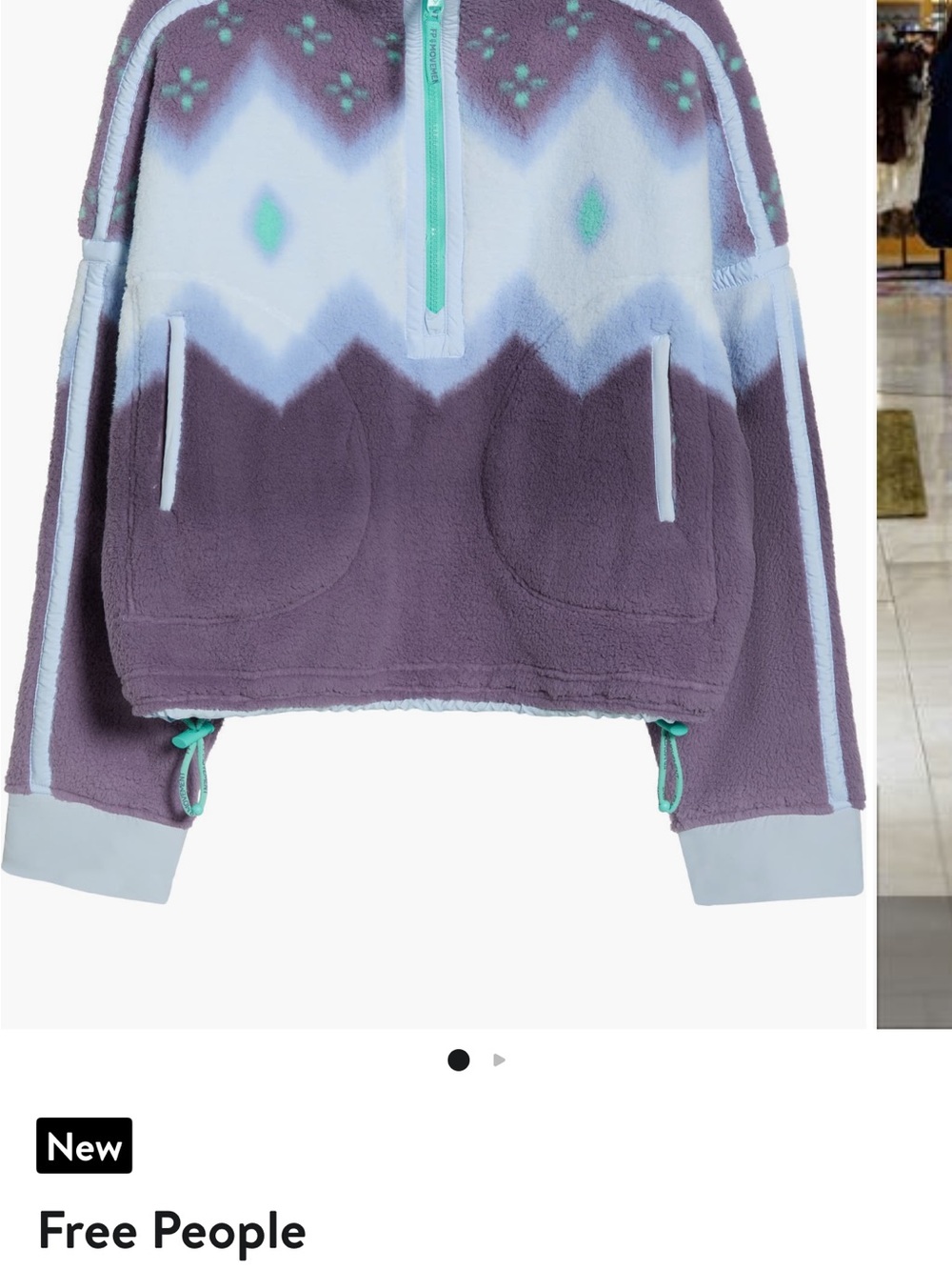 Free People Lavender & Mint Half-Zip Plush Pullover Hoodie